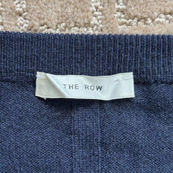 THE ROW Stockwell Cashmere Sweater Women's XS Navy Blue V-Neck Tailored Luxury - Picture 4 of 13
